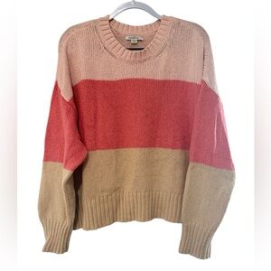 American Eagle Outfitters Pink and Tan Striped Sweater